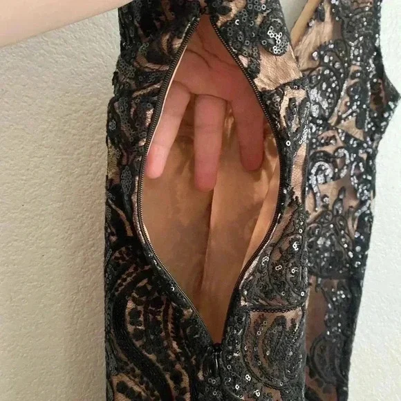 🆕Free People - Night Shimmer Black Mini Dress 8🆕 - Picture 8 of 13